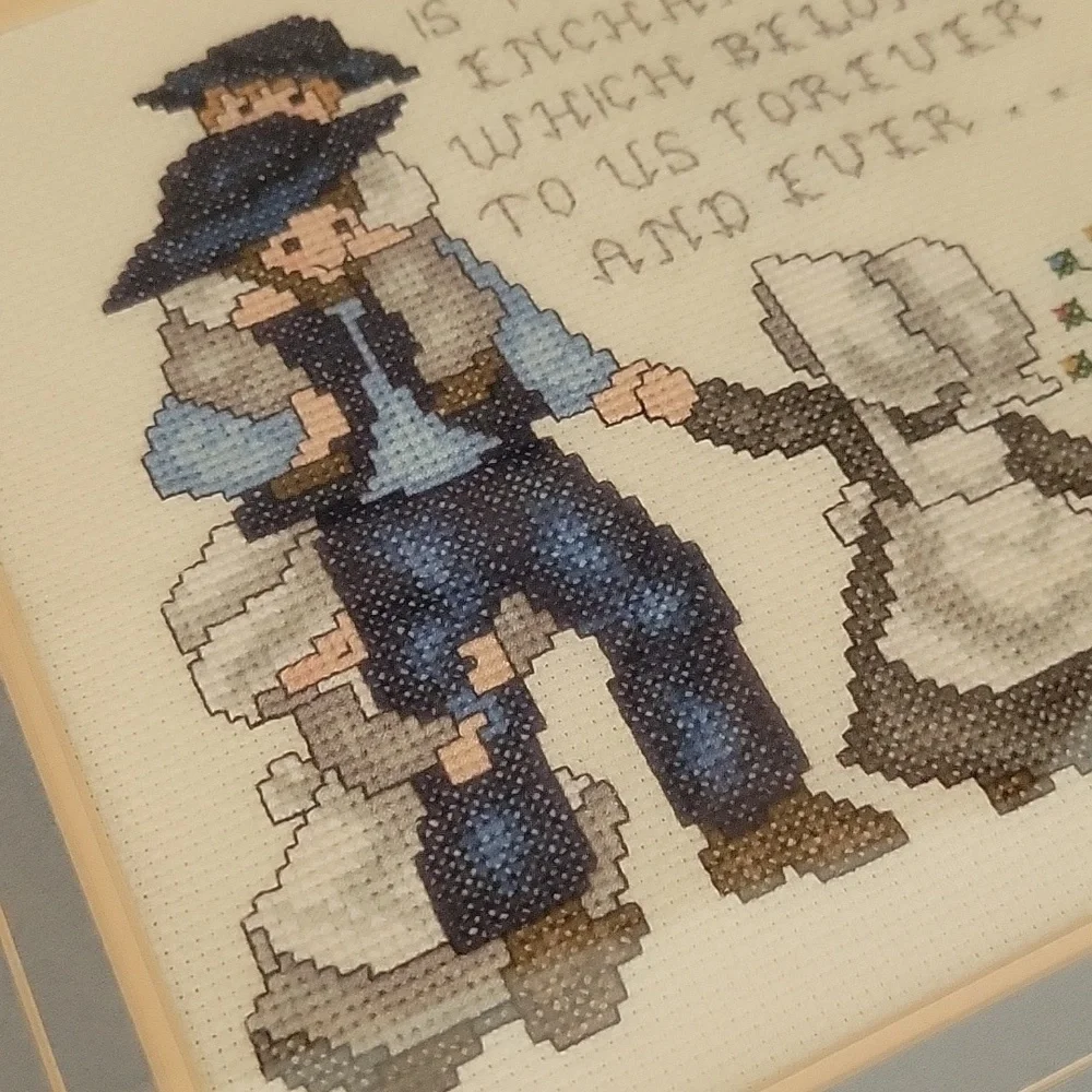 Handmade Cross Stitch Framed Matted MEMORY Wall Art